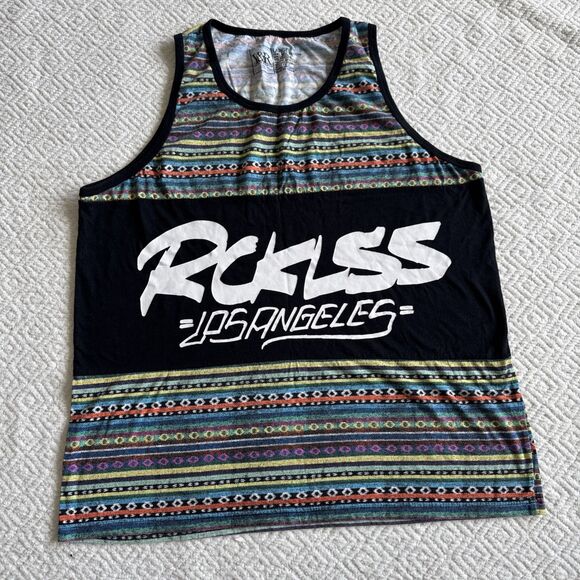 Men's Young and Reckless Hacky Knit Los Angeles Graphic Tank Top Large - Picture 1 of 6